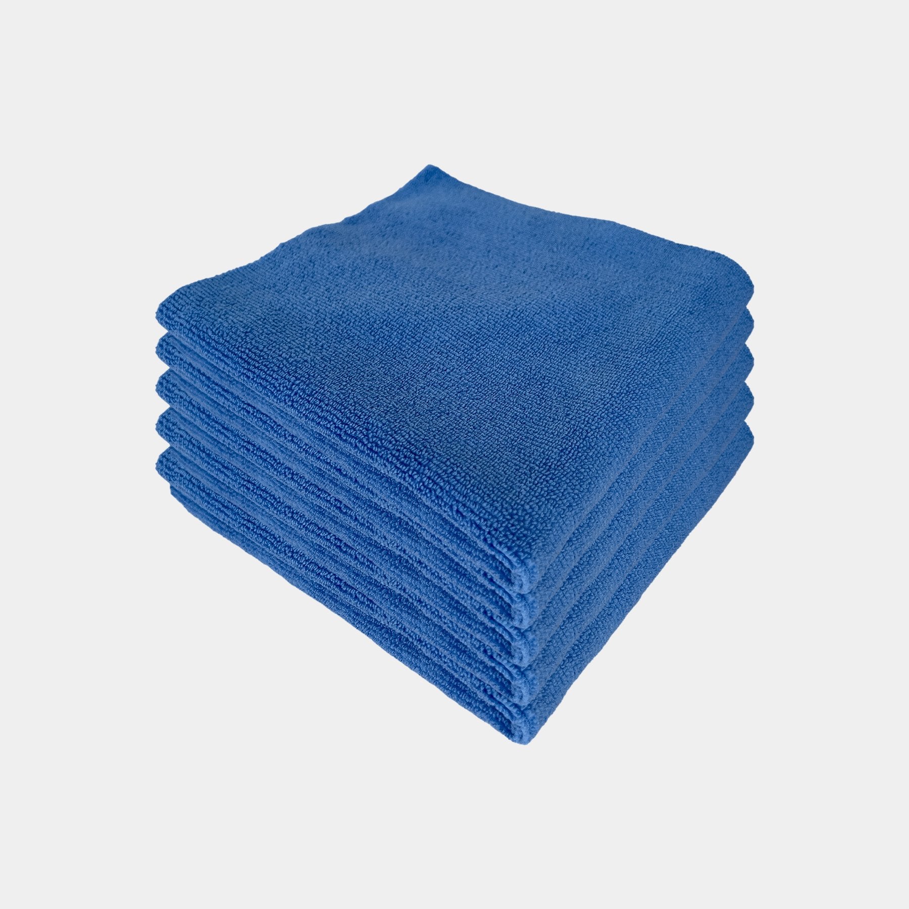 Car care microfibre soft blue multi-purpose cloth 40x40cm stacked ontop of each other. 5 pack