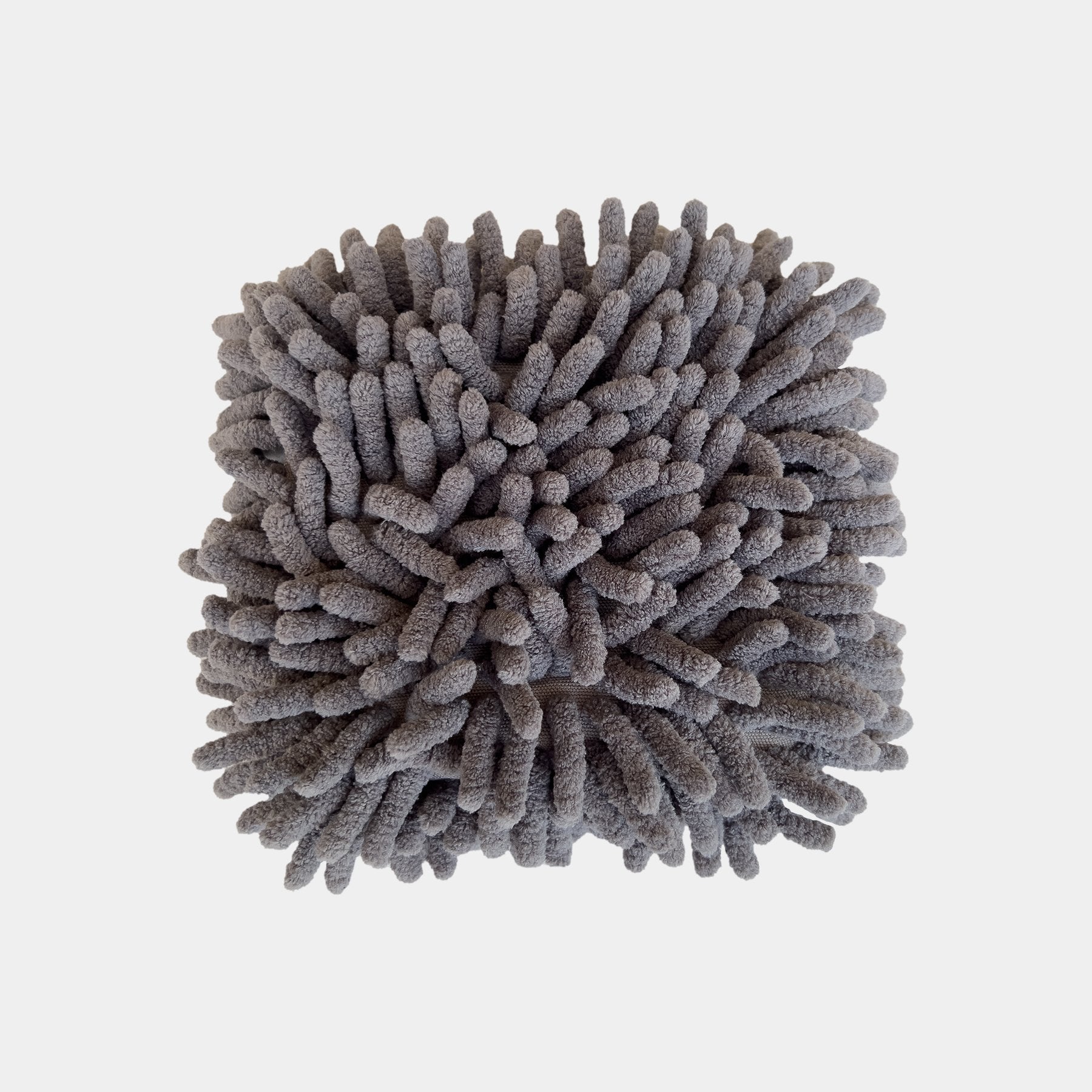 Car care chenille grey wheel and trim noodle wash pad displayed on a white background.