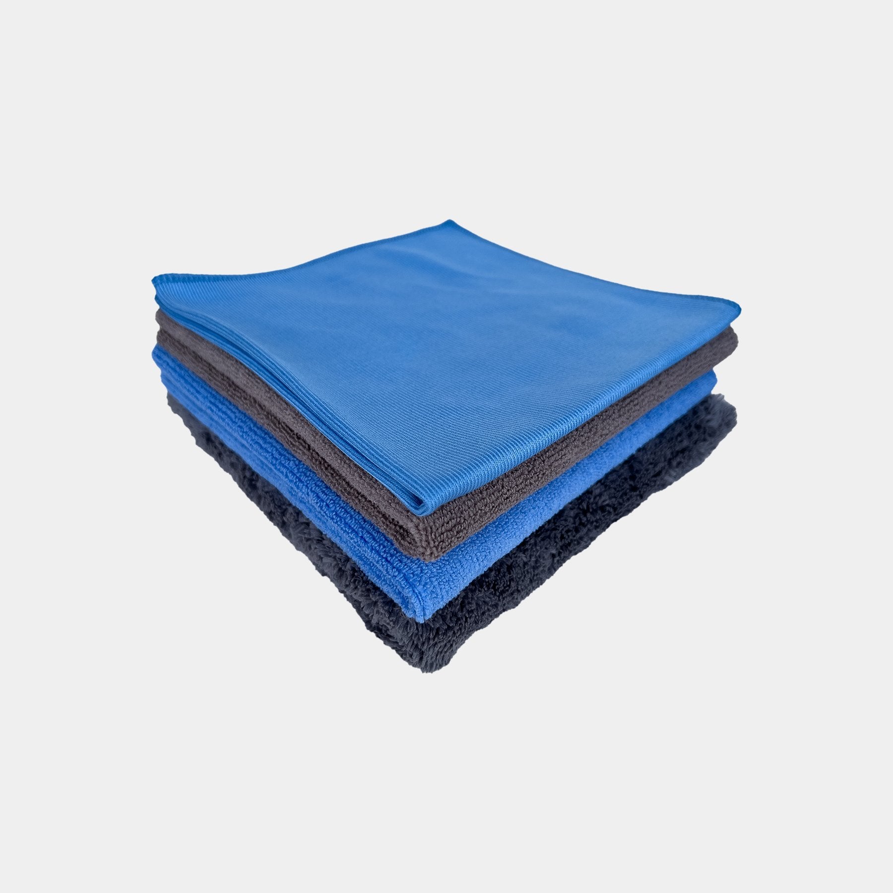 Car care microfibre cloth bundle displayed on a white background.